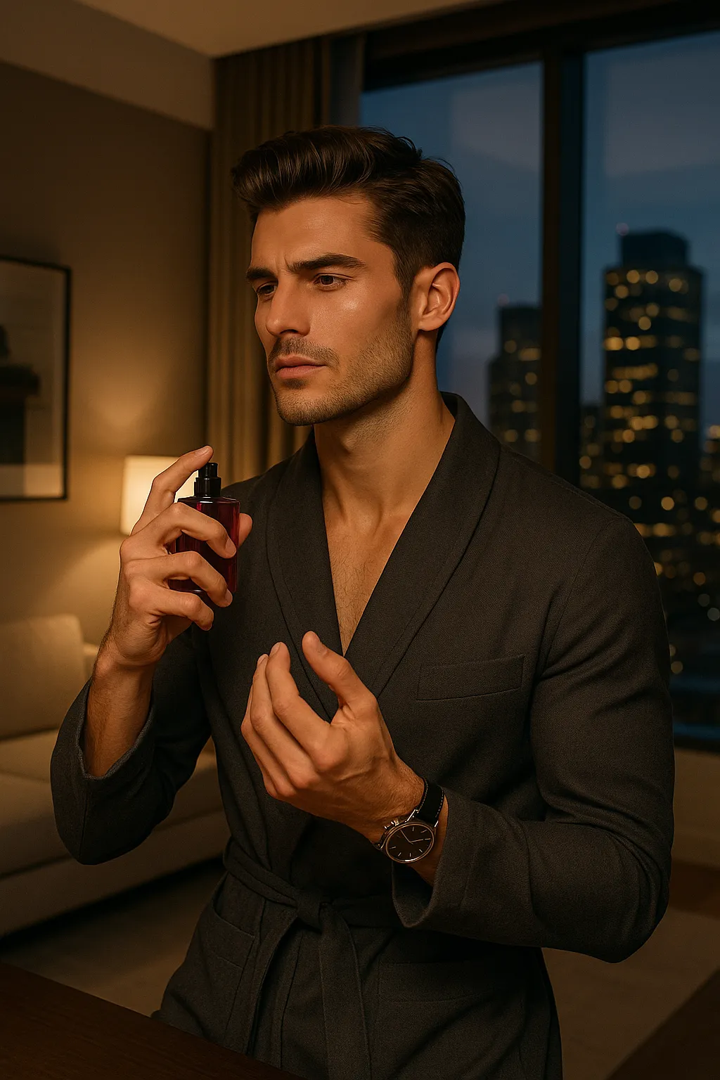 Eine Mann mit parfum